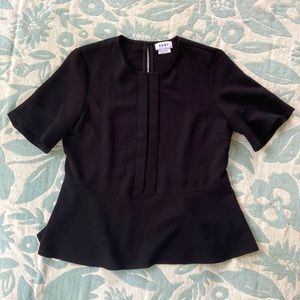 DKNY Size Large Black short sleeve blouse for work with peplum